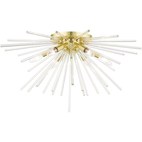 Utopia 6 Light 26 inch Satin Brass Flush Mount Ceiling Light