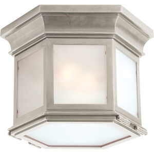 Chapman & Myers Club 3 Light 11.5 inch Antique Nickel Flush Mount Ceiling Light in Frosted Glass, Small