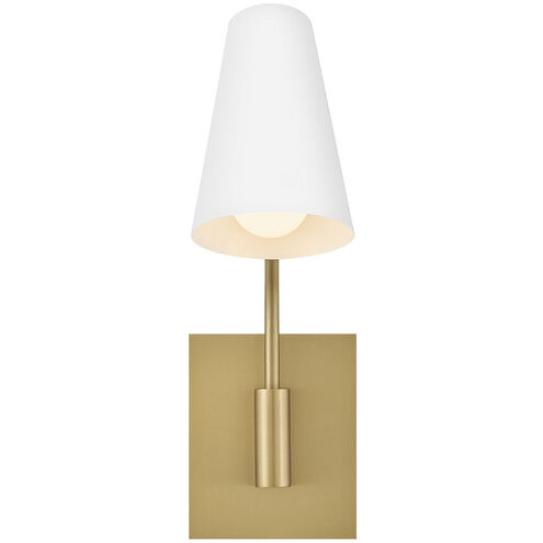Bray Wall Mount Wall Light in Lacquered Brass with Chalk White