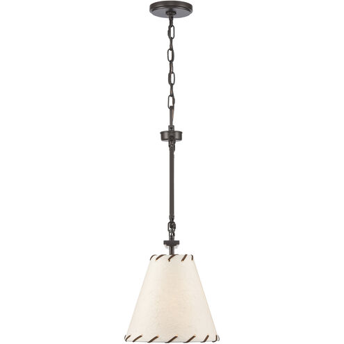 Marion 1 Light 9 inch Oil Rubbed Bronze with White Pendant Ceiling Light, Mini