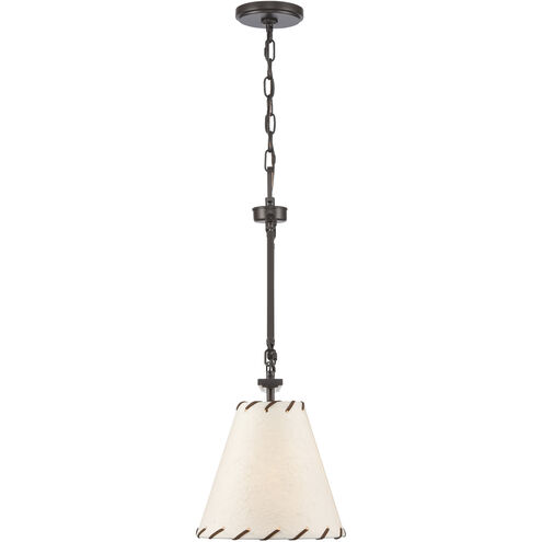 Marion 1 Light 9 inch Oil Rubbed Bronze with White Pendant Ceiling Light