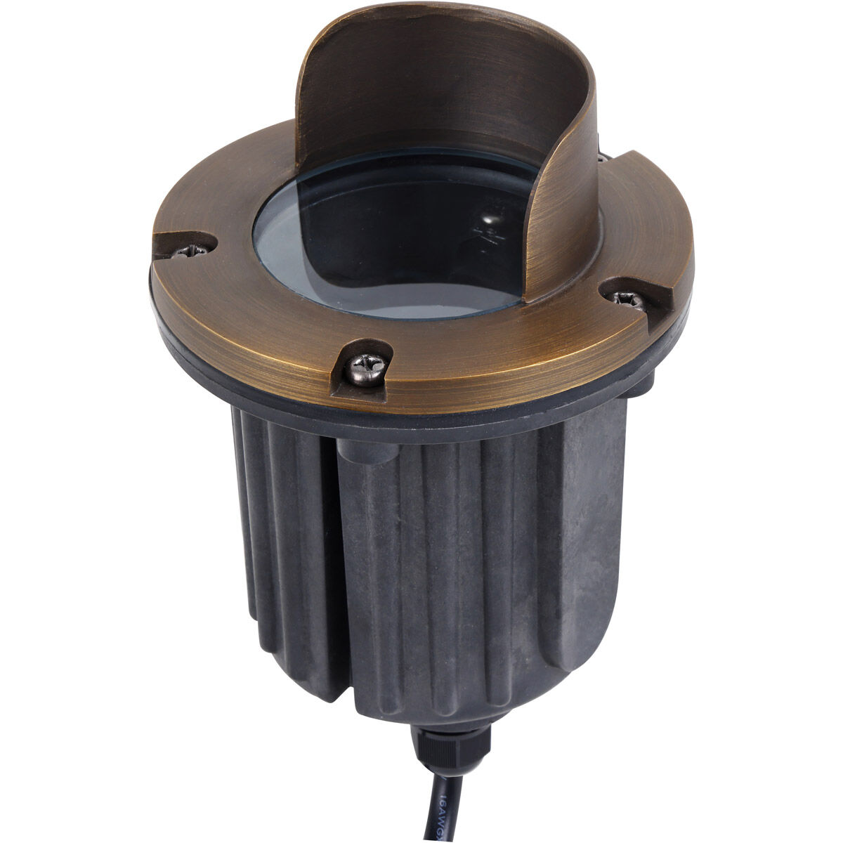 Aera 50.00 watt Antique Brass Landscape Well Light, with Integrated Canopy