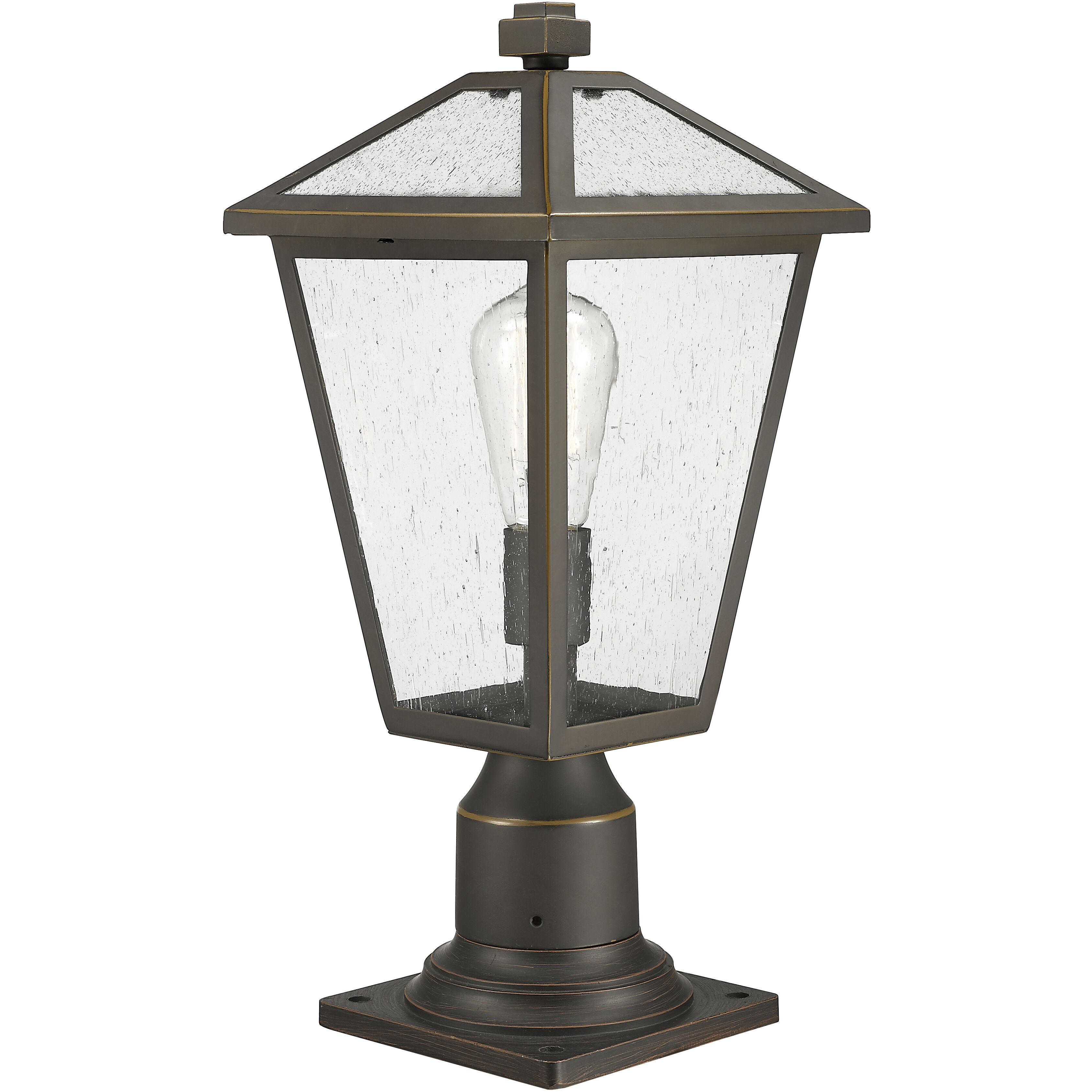Talbot 1 Light 18.5 inch Oil Rubbed Bronze Outdoor Pier Mounted Fixture in Seedy Glass