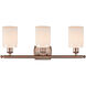 Ballston Hadley 3 Light 26 inch Antique Copper Bath Vanity Light Wall Light in Matte White Glass, Ballston