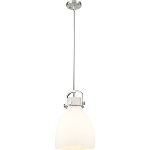 Newton Bell 1 Light 10 inch Satin Nickel Mini Pendant Ceiling Light in Matte White Glass