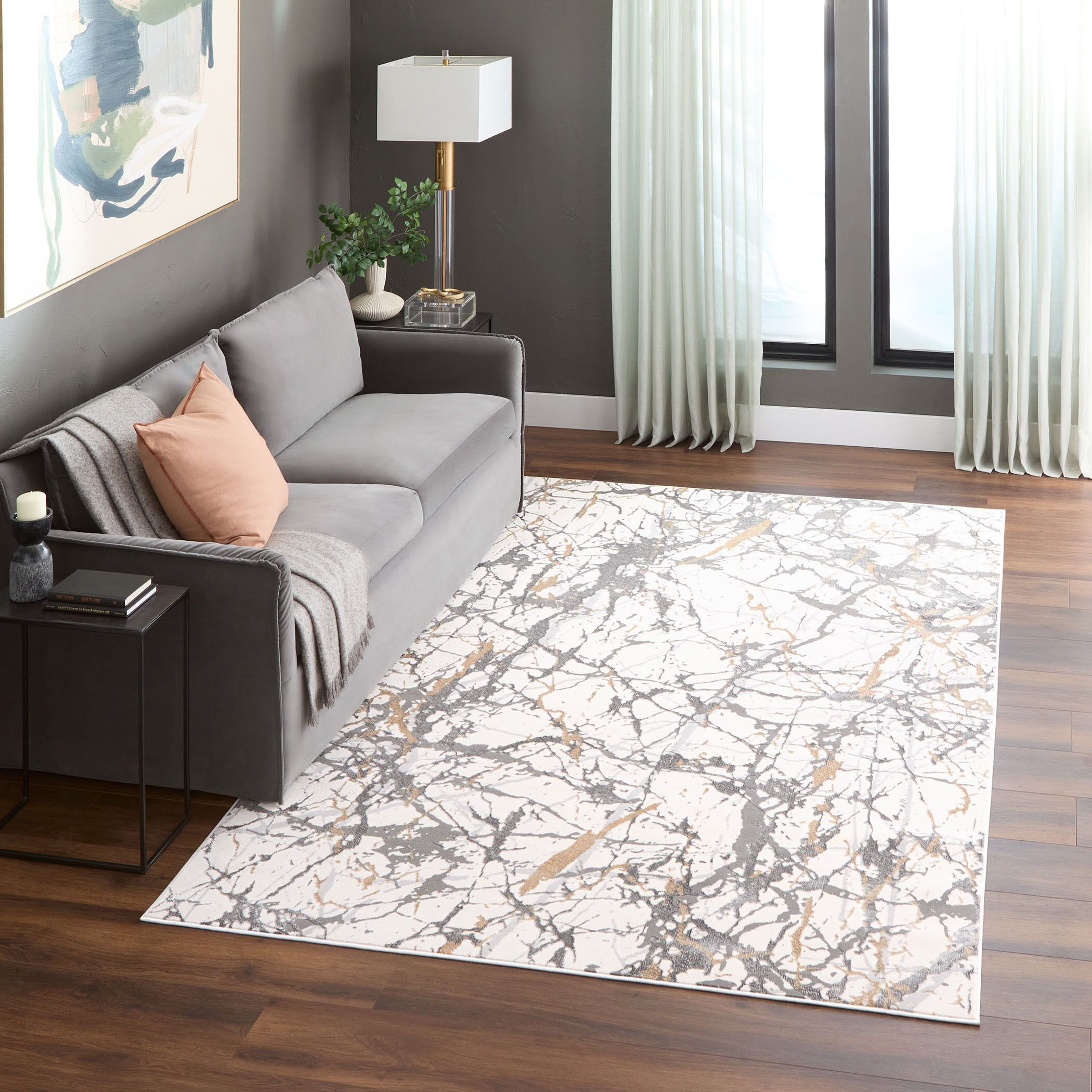 Fatima 36 X 24 inch Mineral Tones Rug in 2 x 3