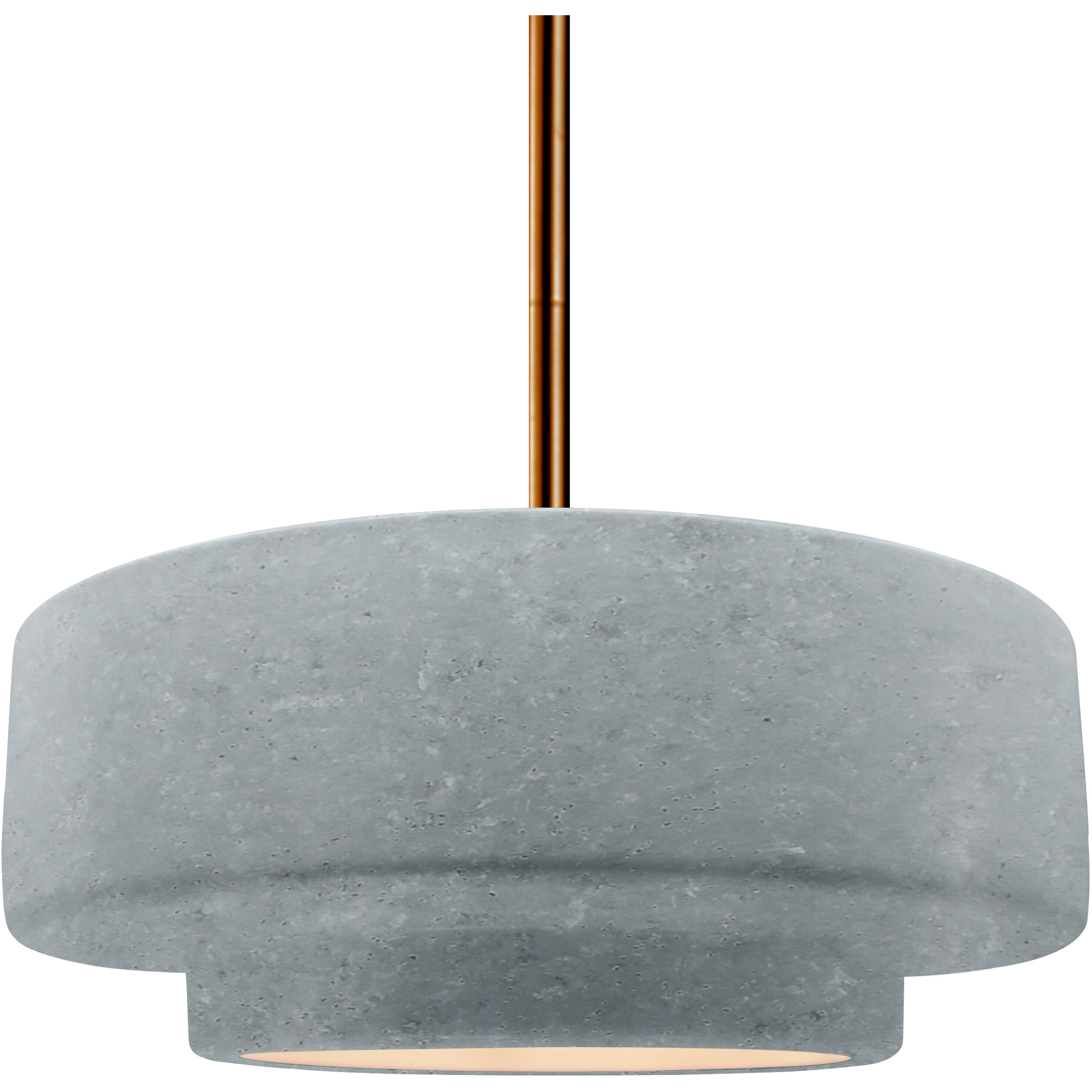 Radiance Collection - Tier Pendant Ceiling Light in Brushed Brass, Dedicated LED, Rigid Stem, Concrete, 14.5W x 5.25H, Form+Finish+Function