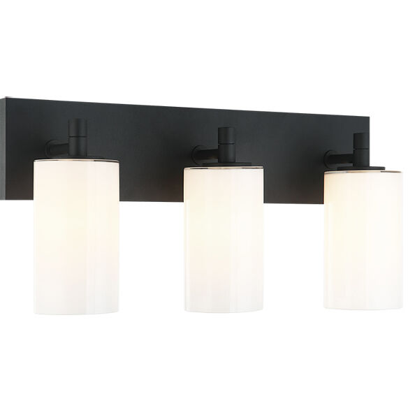 Candela Wall Sconce Wall Light in Matte Black and Opal Glass