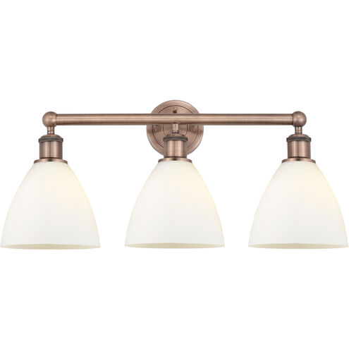 Bristol Glass 3 Light 25.5 inch Antique Copper Bath Vanity Light Wall Light in Matte White