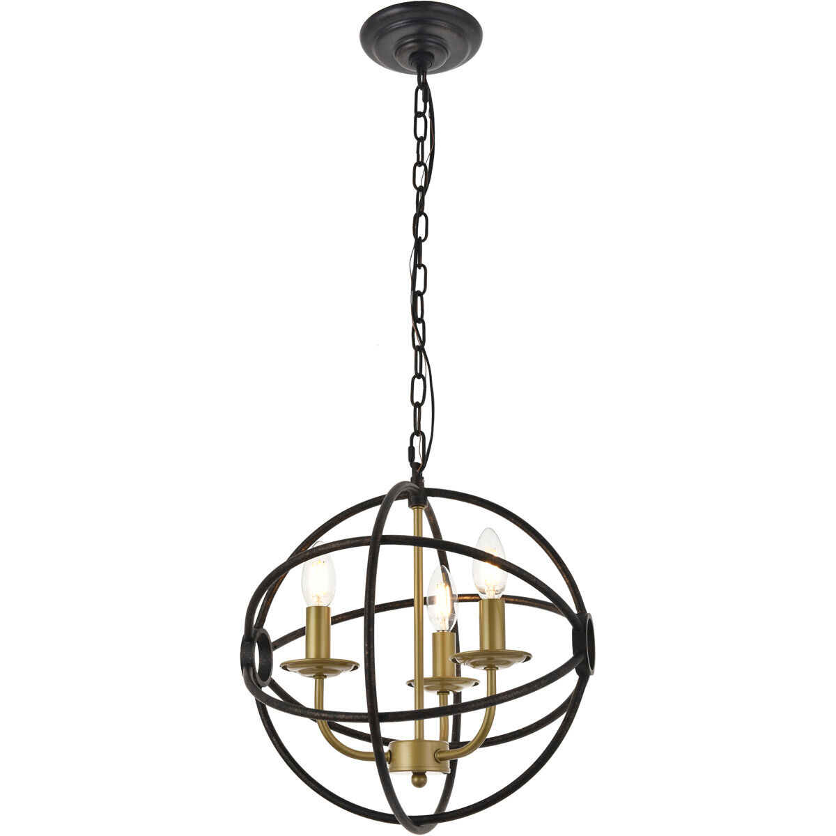 Octavia 3 Light 14 inch Brass and Dark Brown Pendant Ceiling Light