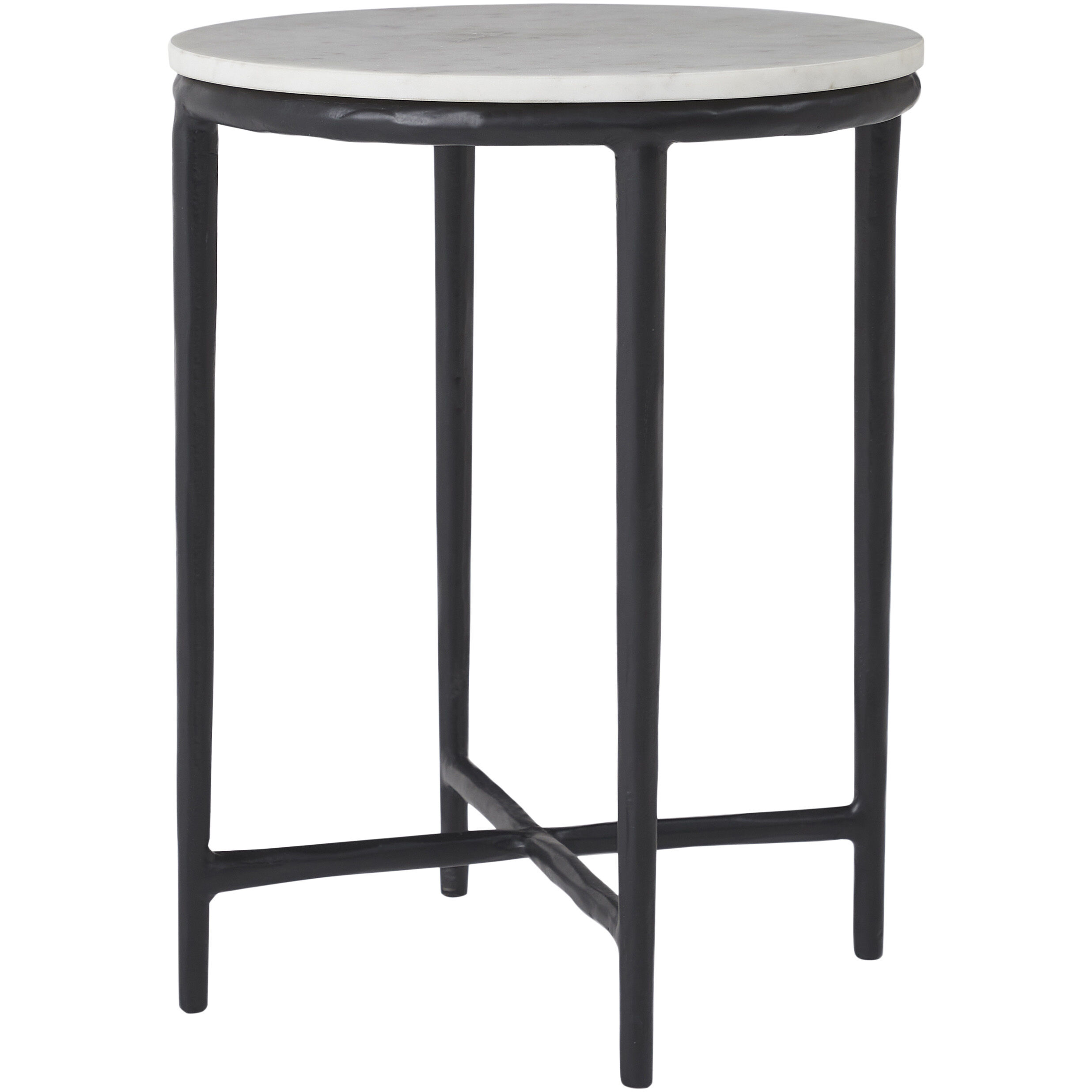 Veroia 19.68 X 14.96 inch Matte Black and White Side Table