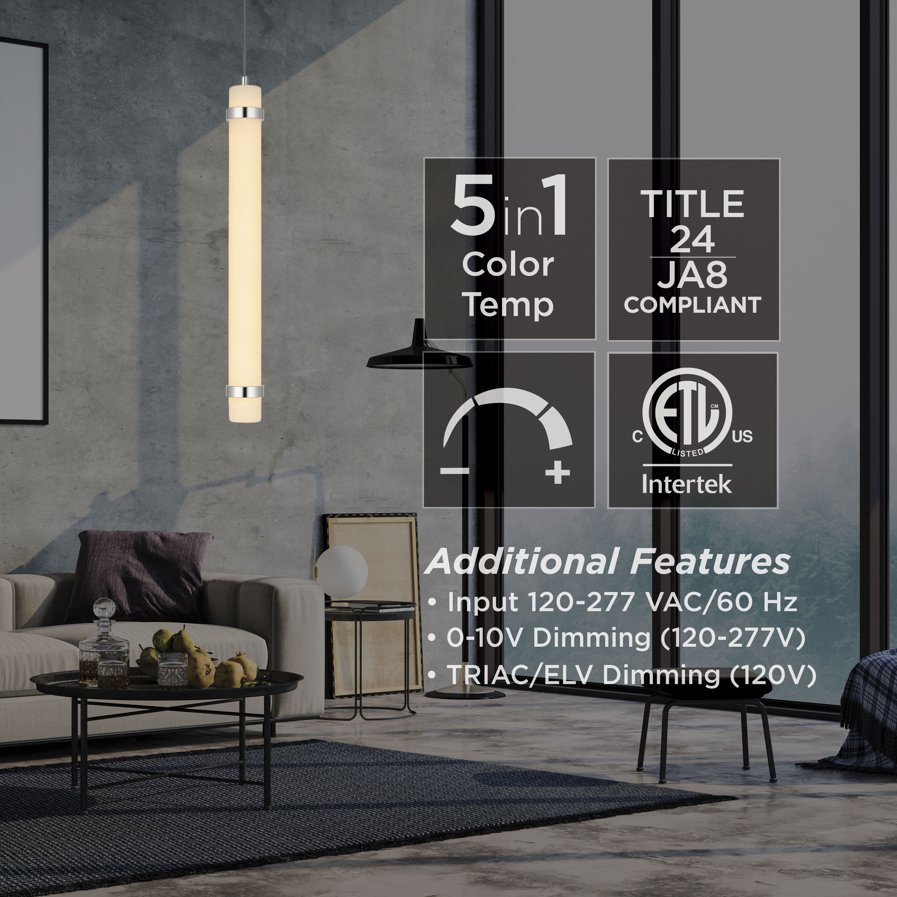 Miami LED 5.88 inch Polished Chrome Pendant Ceiling Light