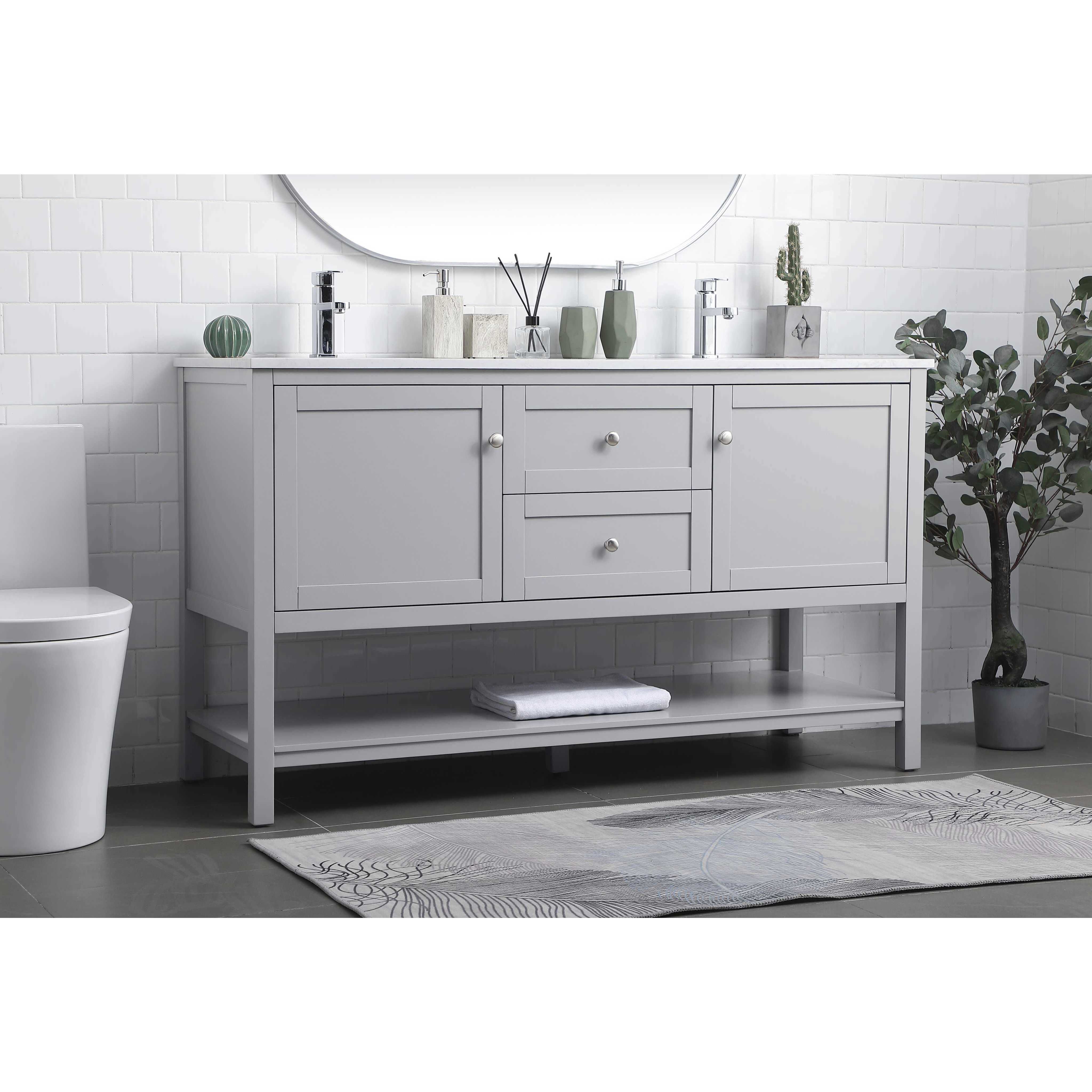Heath 60 X 21.5 X 35 inch Grey Vanity Sink Set