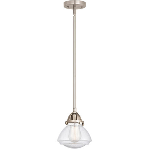 Innovations Lighting 288-1S-SN-G324-LED Nouveau 2 Olean LED 7 inch Brushed  Satin Nickel Mini Pendant Ceiling Light in Seedy Glass