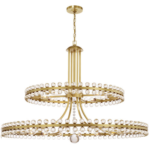 Clover 24 Light 39.25 inch Aged Brass Chandelier Ceiling Light