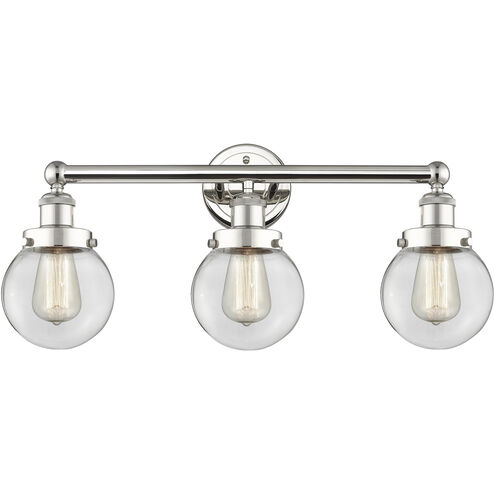 Beacon 3 Light 24.5 inch Polished Nickel Bath Vanity Light Wall Light in Clear
