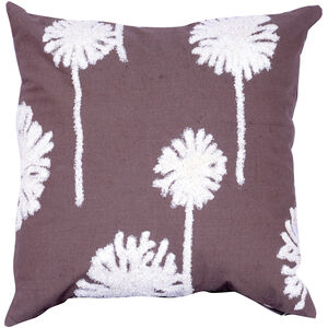 Embroidered 16 inch Brown and White Pillow