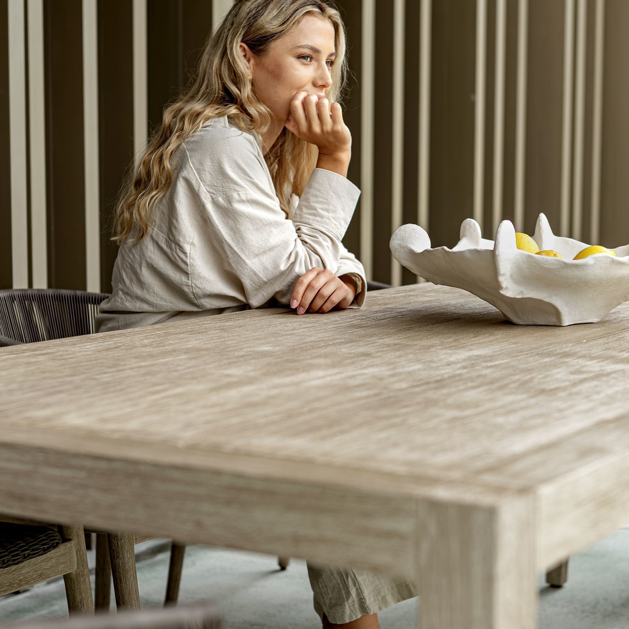 Kirkham 92 X 29.75 inch Cerused Wheat Outdoor Dining Table