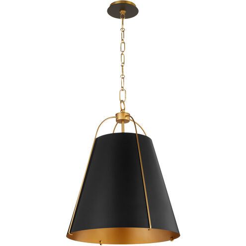 Jamie 3 Light 18 inch Matte Black and Aged Brass Pendant Ceiling Light