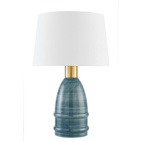 Tenley 26 inch 15.00 watt Aged Brass/Ceramic Inchyra Blue Table Lamp Portable Light