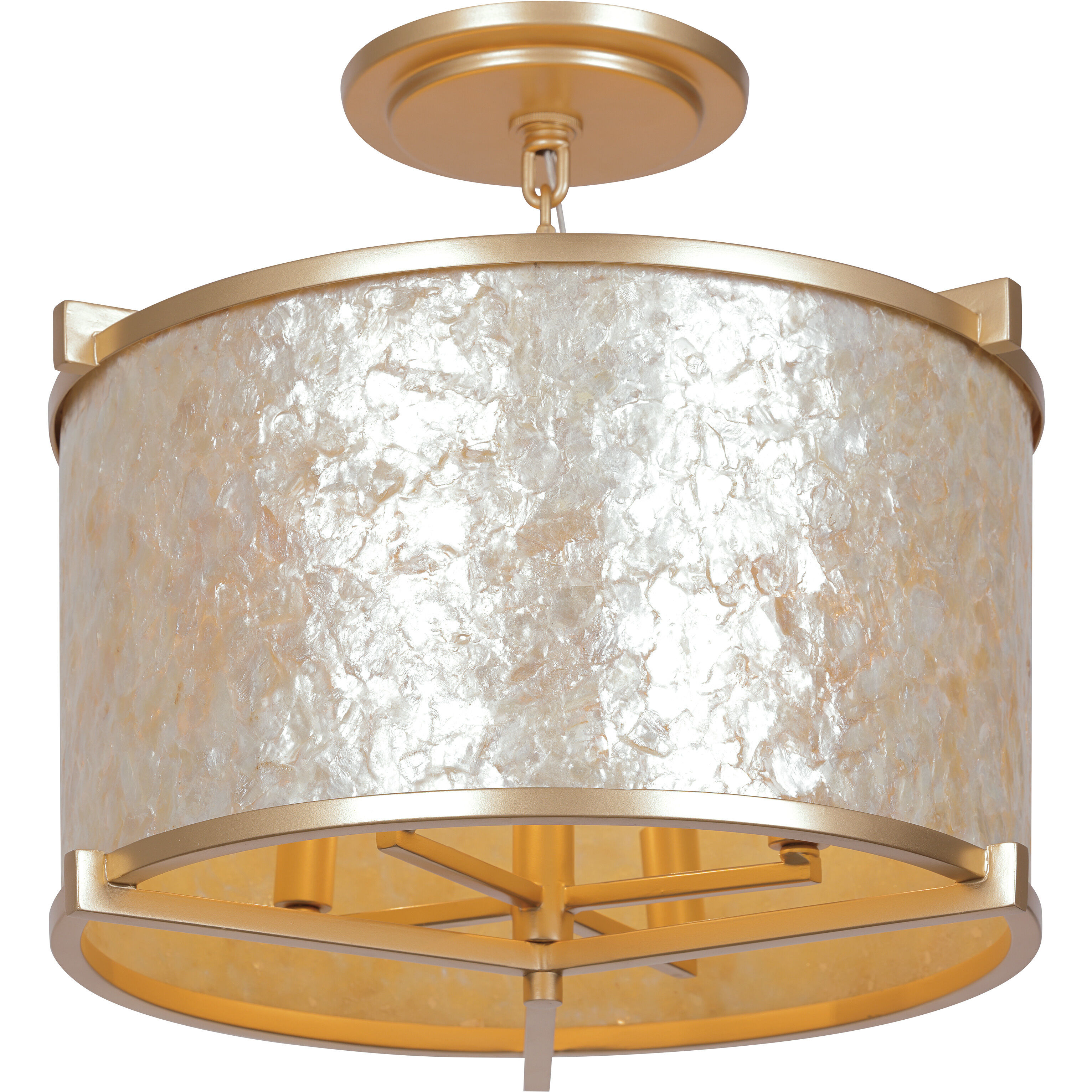 Sommers Bend 4 Light 17 inch Capiz Shell Gold Semi Flush Ceiling Light