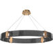 Parallel LED 44 inch Novel Brass Linear Pendant Ceiling Light in 3000K LED, Smoke Granite, Oval