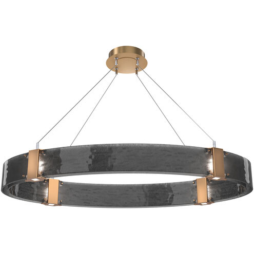 Parallel LED 44 inch Novel Brass Linear Pendant Ceiling Light in 3000K LED, Smoke Granite, Oval
