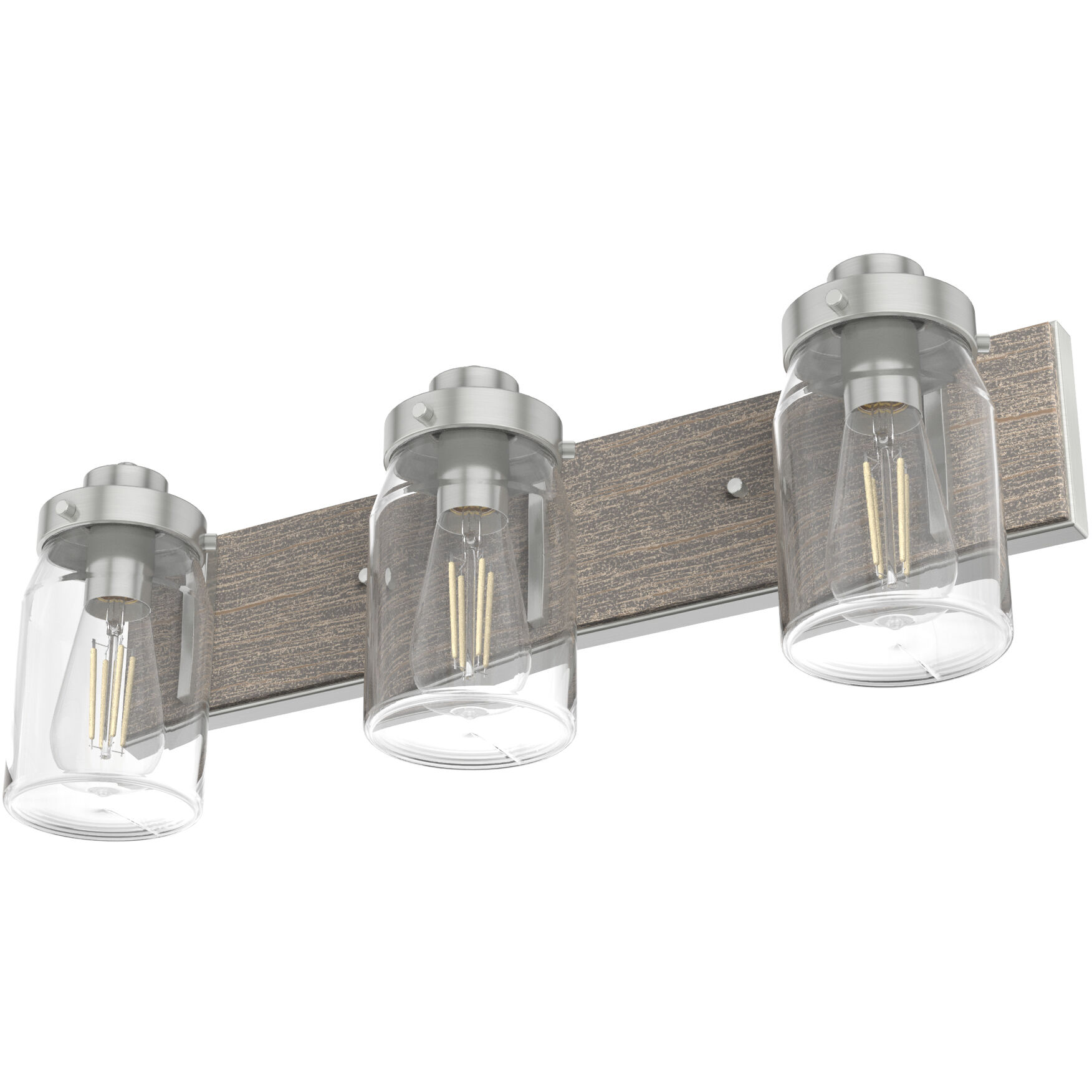 Devon Park 3 Light 24 inch Brushed Nickel and Grey Wood Vanity Light Wall Light