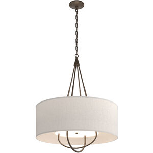 Loop 4 Light 28 inch Ink and Natural Iron Pendant Ceiling Light in Flax
