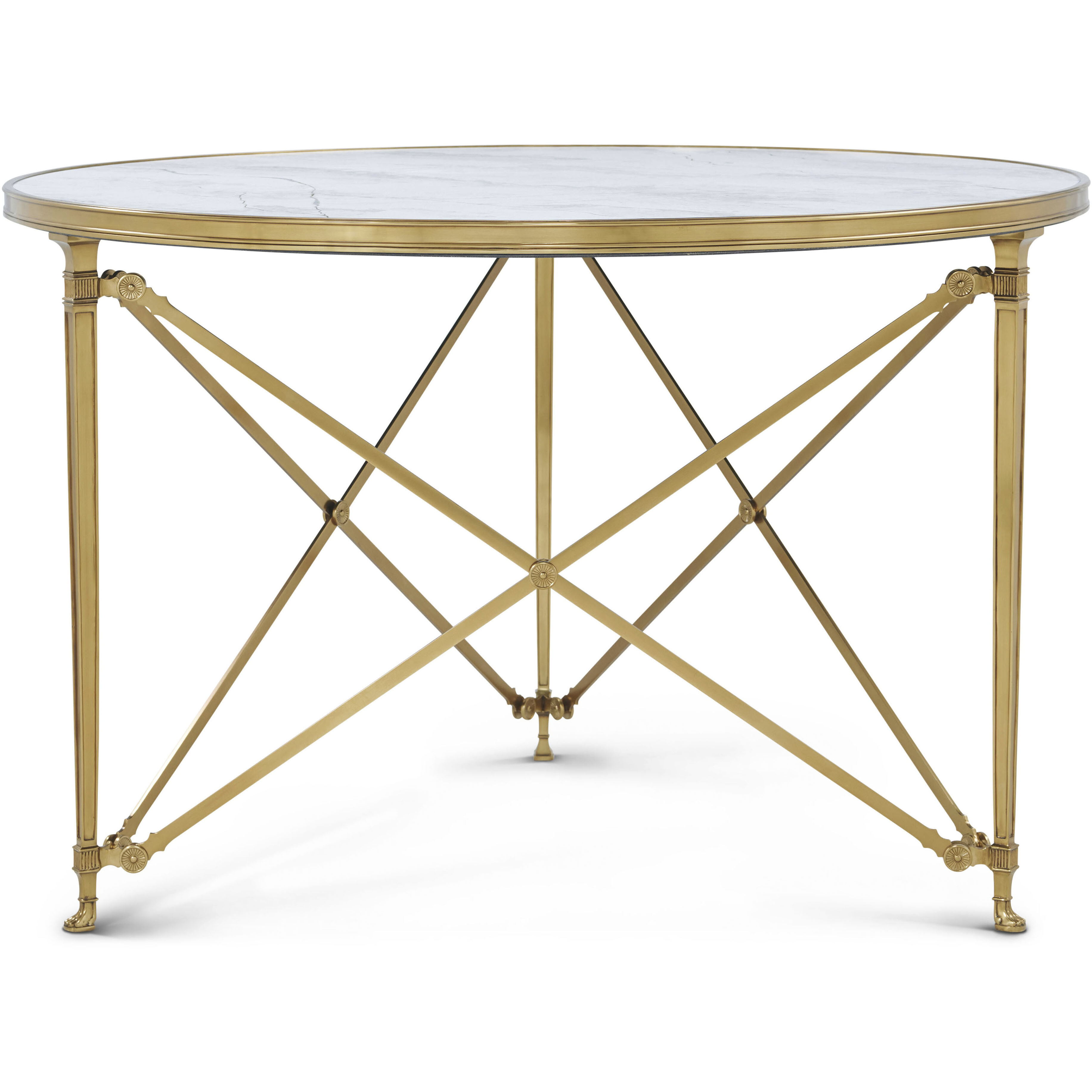 Spencer London 45 X 45 inch Cannes Brass / Lacus Quartz Round Center Table, Brass with Quartz Top, Round, Round Brass Center Table II