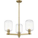 Preston 3 Light 17.63 inch Brushed Brass Chandelier Ceiling Light in Clear Glass