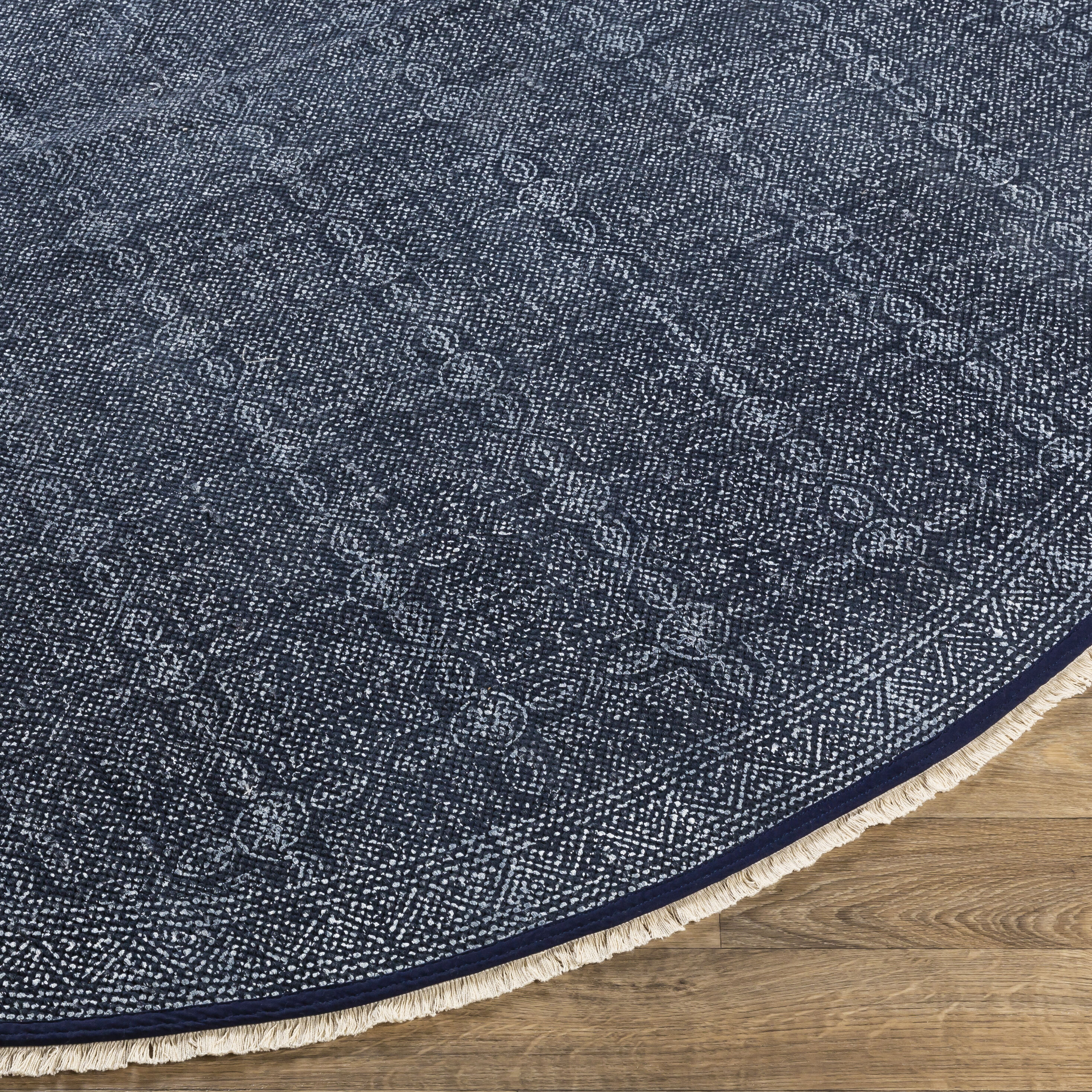 Rajasthan 96 X 96 inch Ink Blue Rug in 8 Ft Round, Round