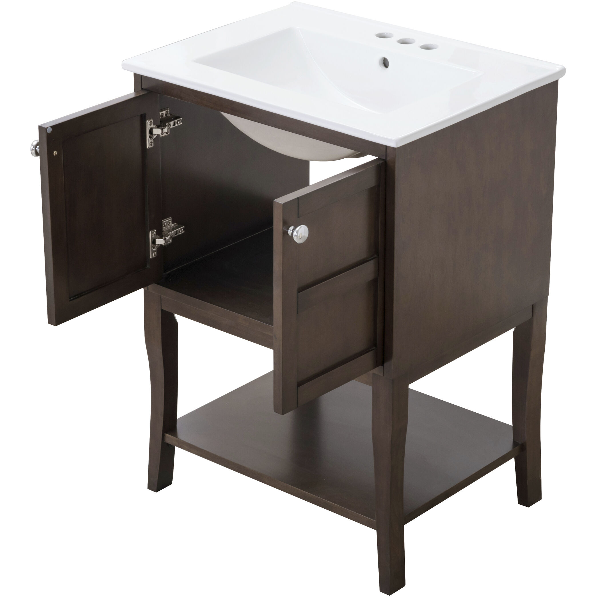 Mason 24 X 33 inch Antique Coffee and Chrome Vanity Set