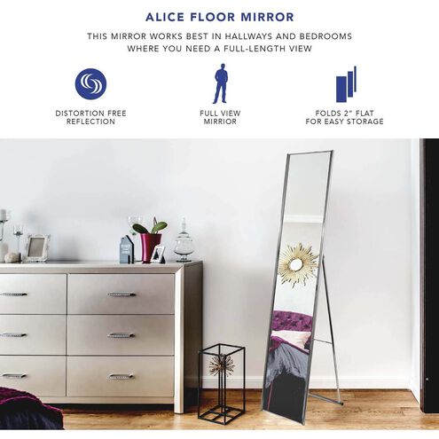 Alice 59 X 14 inch Satin Steel Floor Mirror 