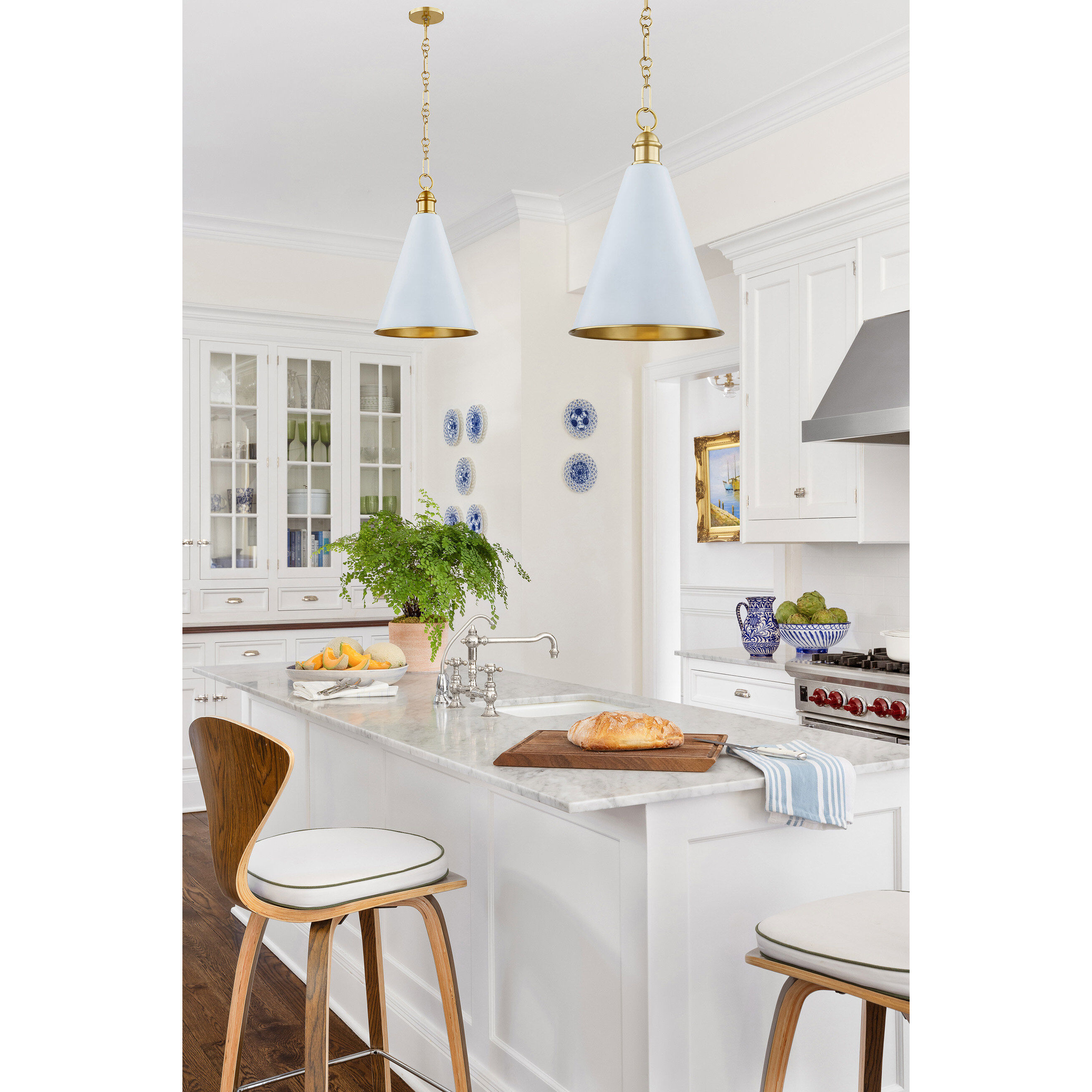 Fenimore 1 Light 12.5 inch Aged Brass and Soft Blue Pendant Ceiling Light