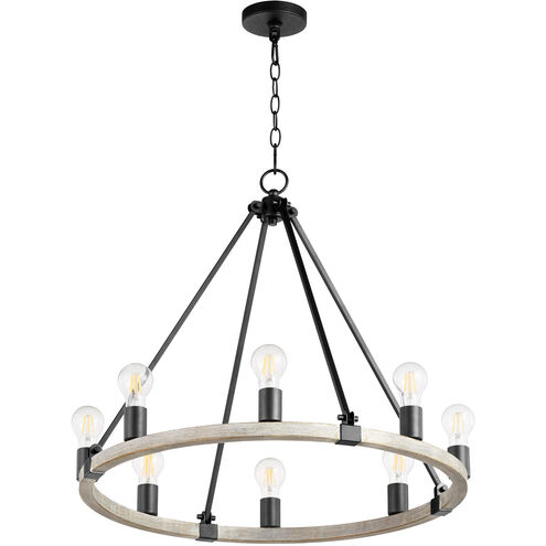 Paxton 8 Light 27 inch Noir and Weathered Oak Chandelier Ceiling Light 