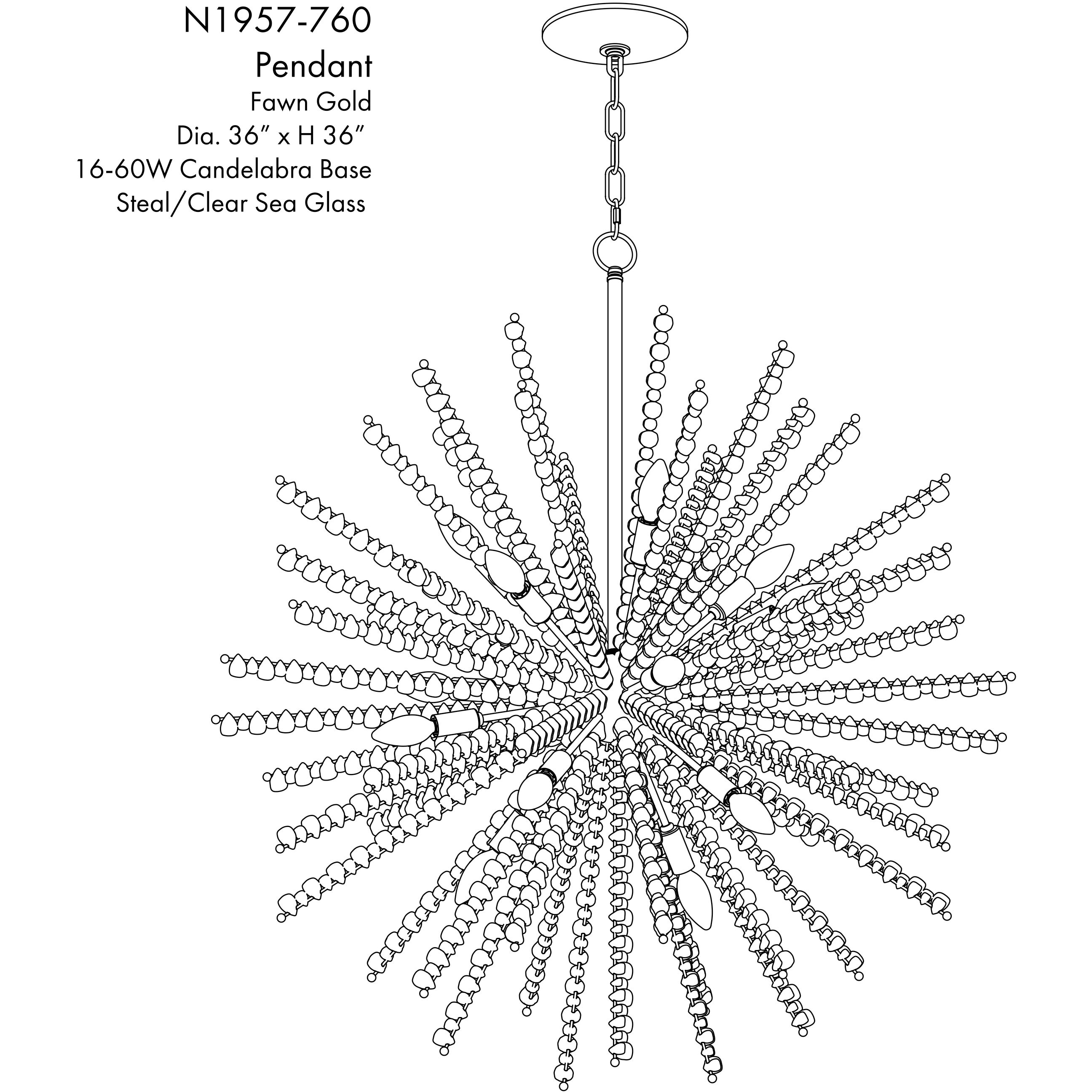 Aisi 16 Light 36 inch Fawn Gold Pendant Ceiling Light