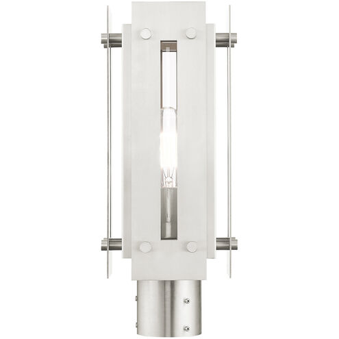 Utrecht 1 Light 16 inch Brushed Nickel Accents Outdoor Post Top Lantern
