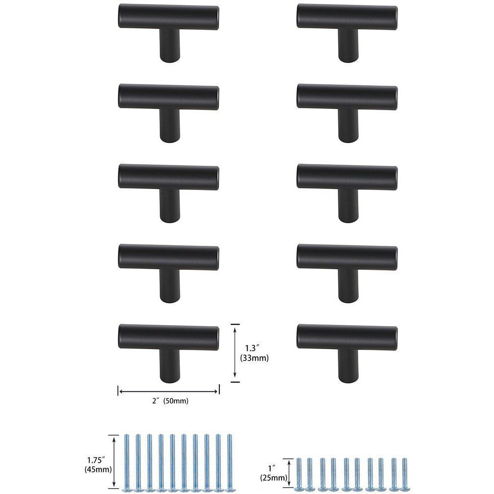 Quinn Matte Black Hardware Drawer Pull, Set of 10