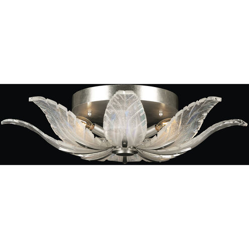 Plume 4 Light 28 inch Silver Flush Mount Ceiling Light in Dichroic Feathers Studio Glass