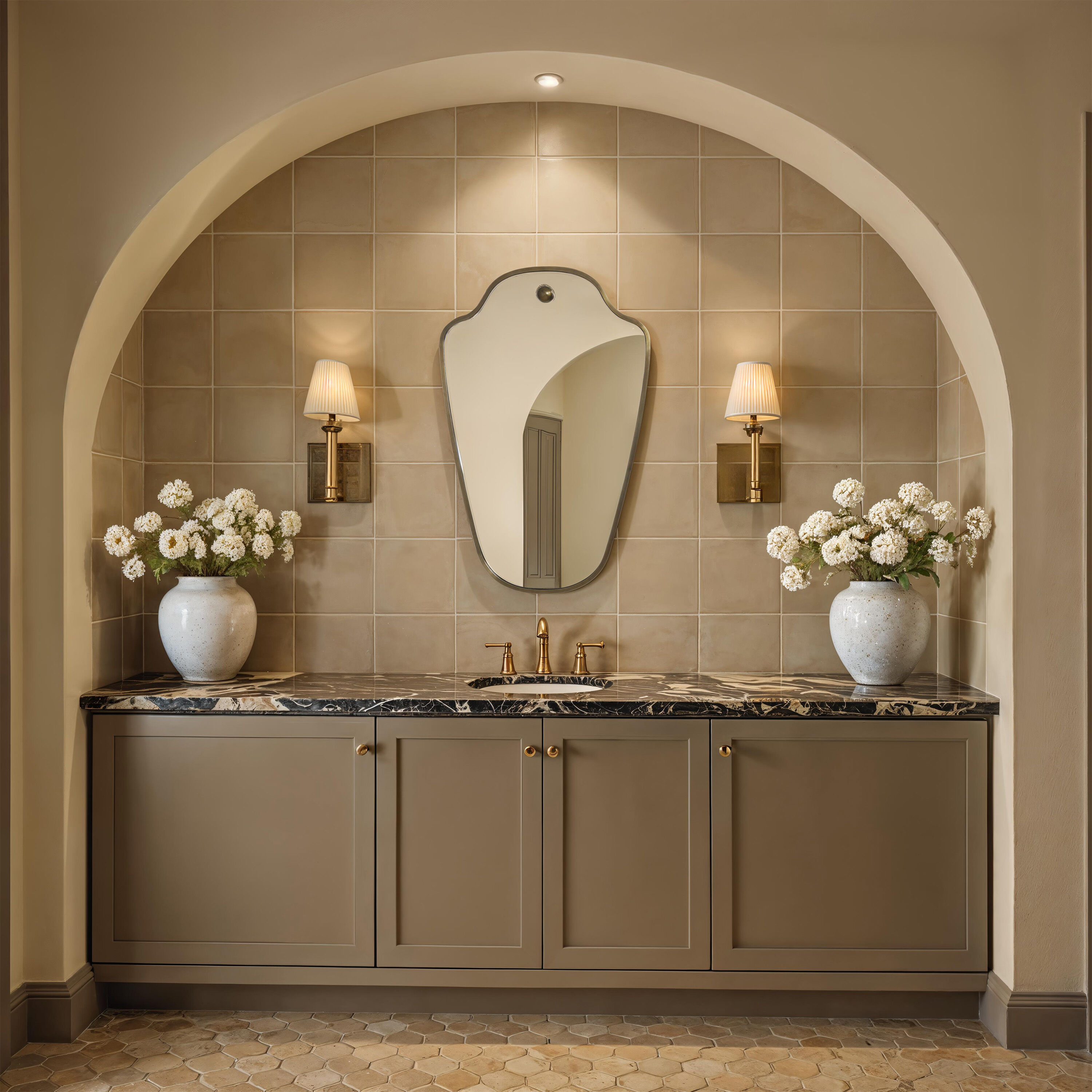 Elodie 40 X 25.75 inch Dark Antique Brushed Brass Wall Mirror