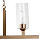 Linear 6 Light 62 inch Antique Brass Linear Chandelier Ceiling Light