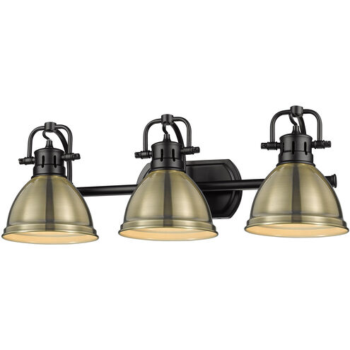 Duncan 3 Light 25 inch Matte Black Bath Vanity Wall Light in Aged Brass