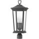 Bromley 3 Light 22.75 inch Museum Black Outdoor Post Mount Lantern in Non-LED