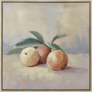 Peach Still Life Cream with Orange and Gold Framed Wall Art