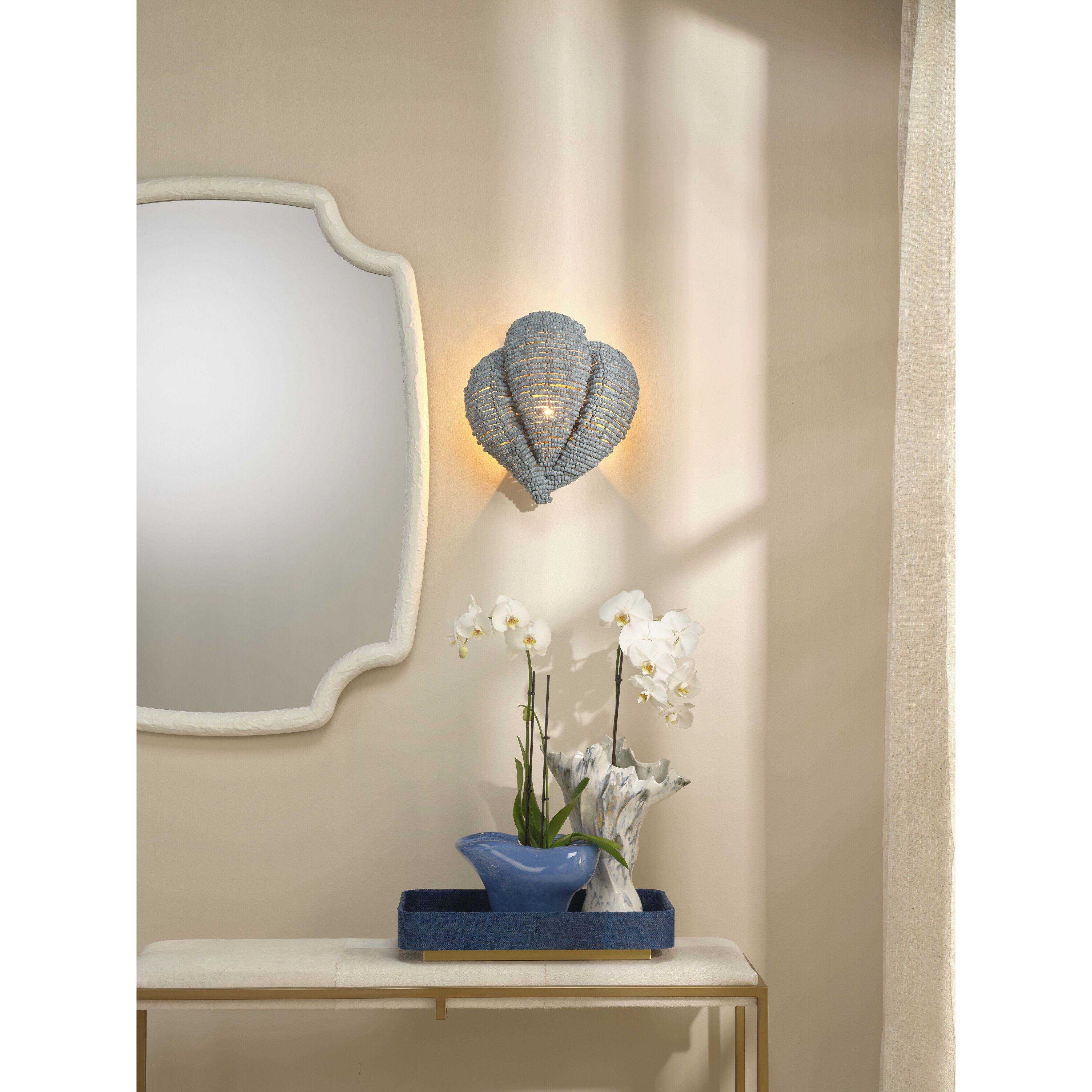 Anguilla LED 14.5 inch Blue Wood Beads Wall Sconce Wall Light, Inline