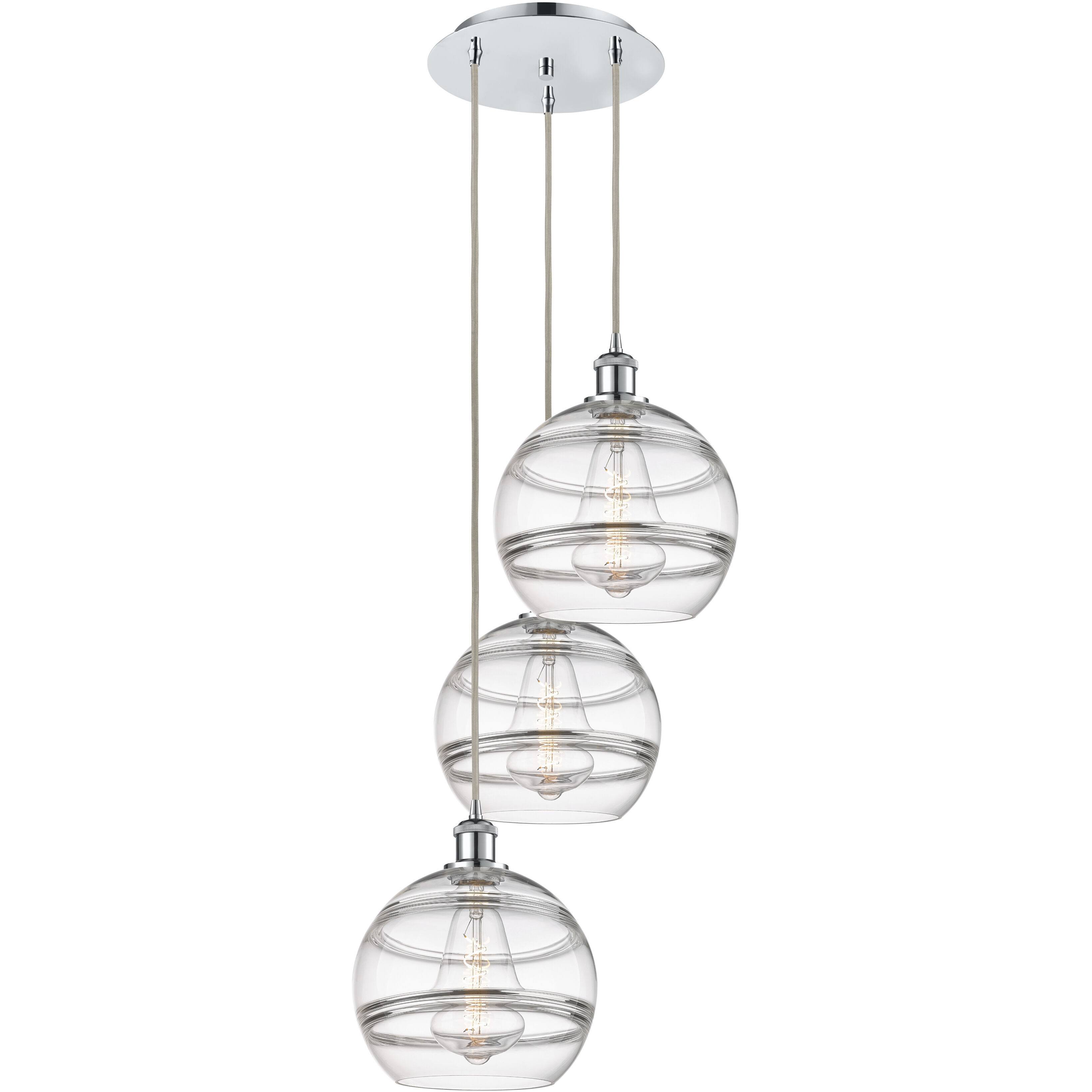 Ballston Rochester 3 Light 16.5 inch Polished Chrome Cord Hung Multi Pendant Ceiling Light