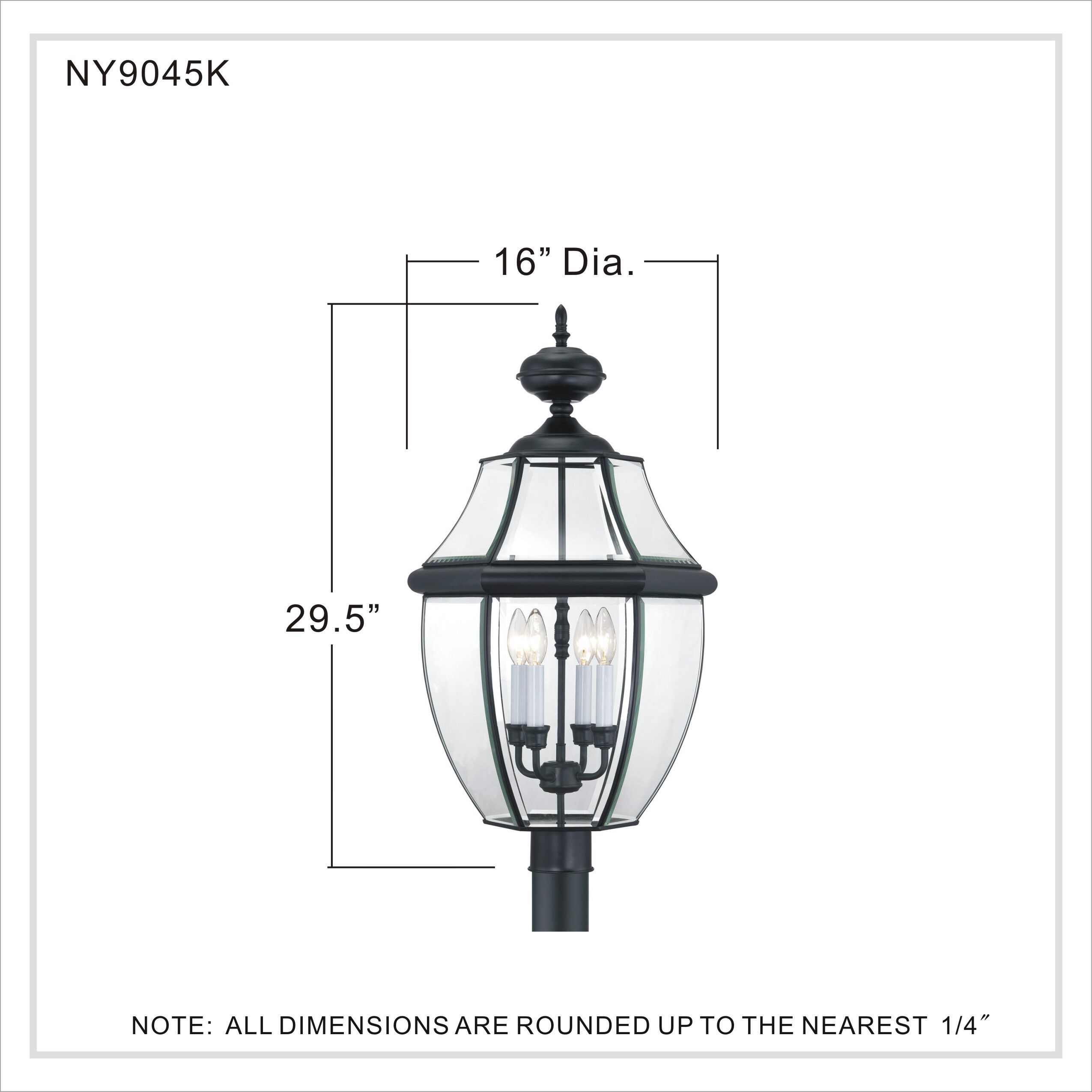 Newbury 4 Light 30 inch Mystic Black Outdoor Post Lantern