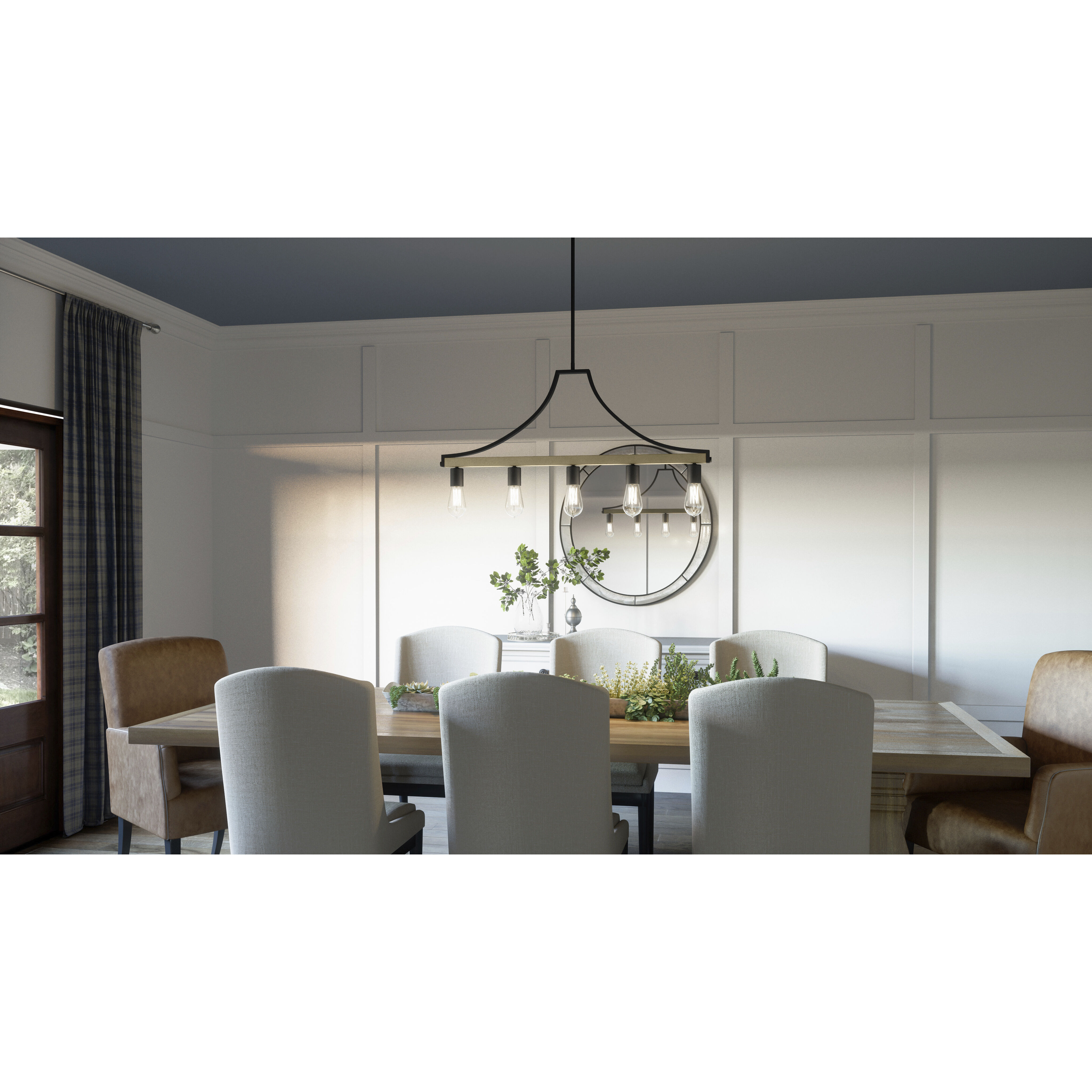 Colombes 5 Light 34 inch Grey Ash Chandelier Ceiling Light