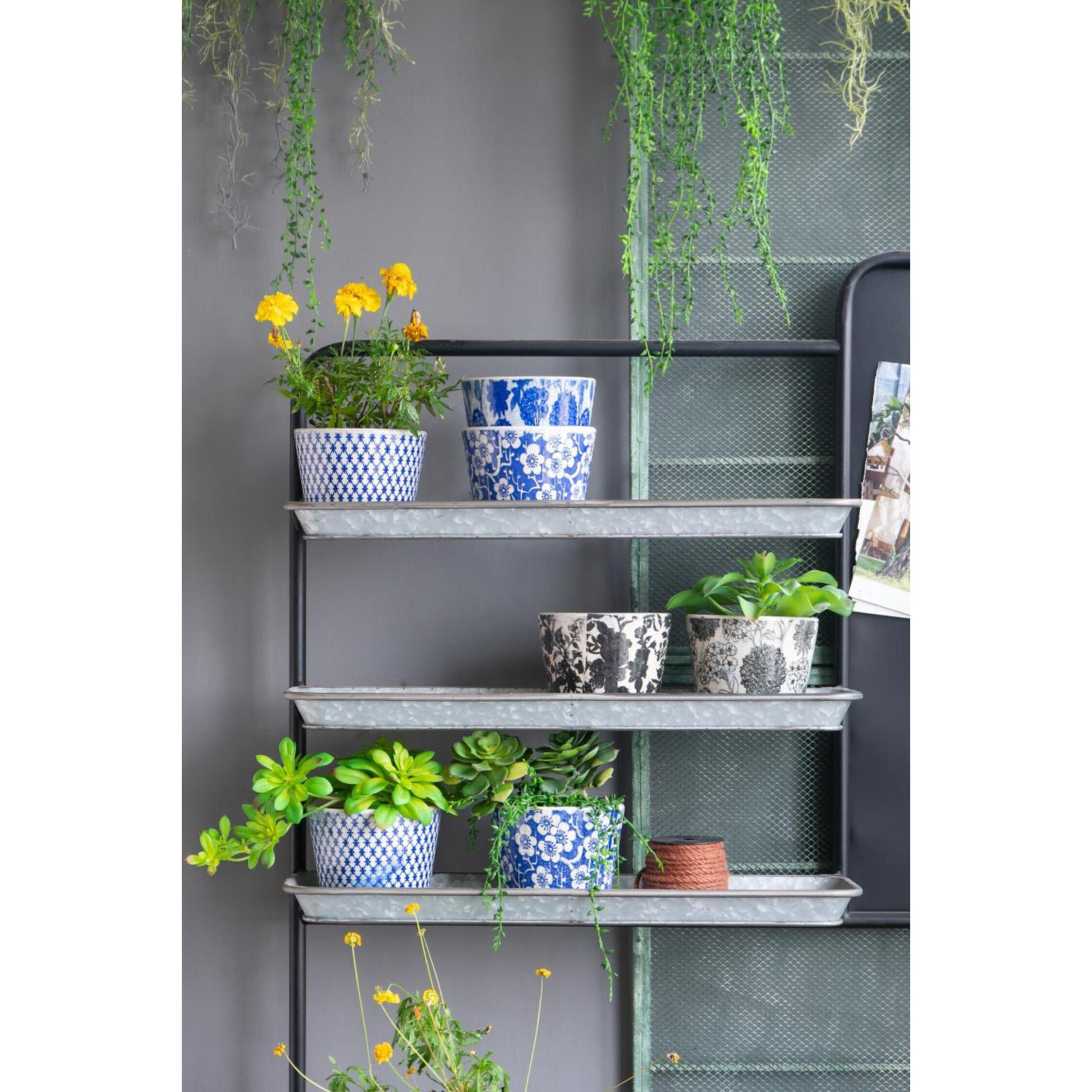 Terracotta Blue and White Outdoor Planter, Set of 4